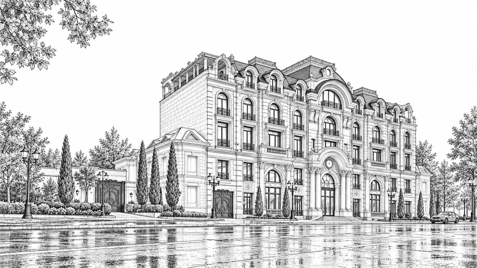 Классик қаср — Эскиз
